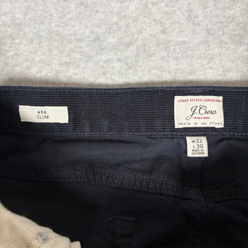 J. Crew 484 Slim Pants Mens 32x30  Black Corduroy Stretch Cotton Trousers